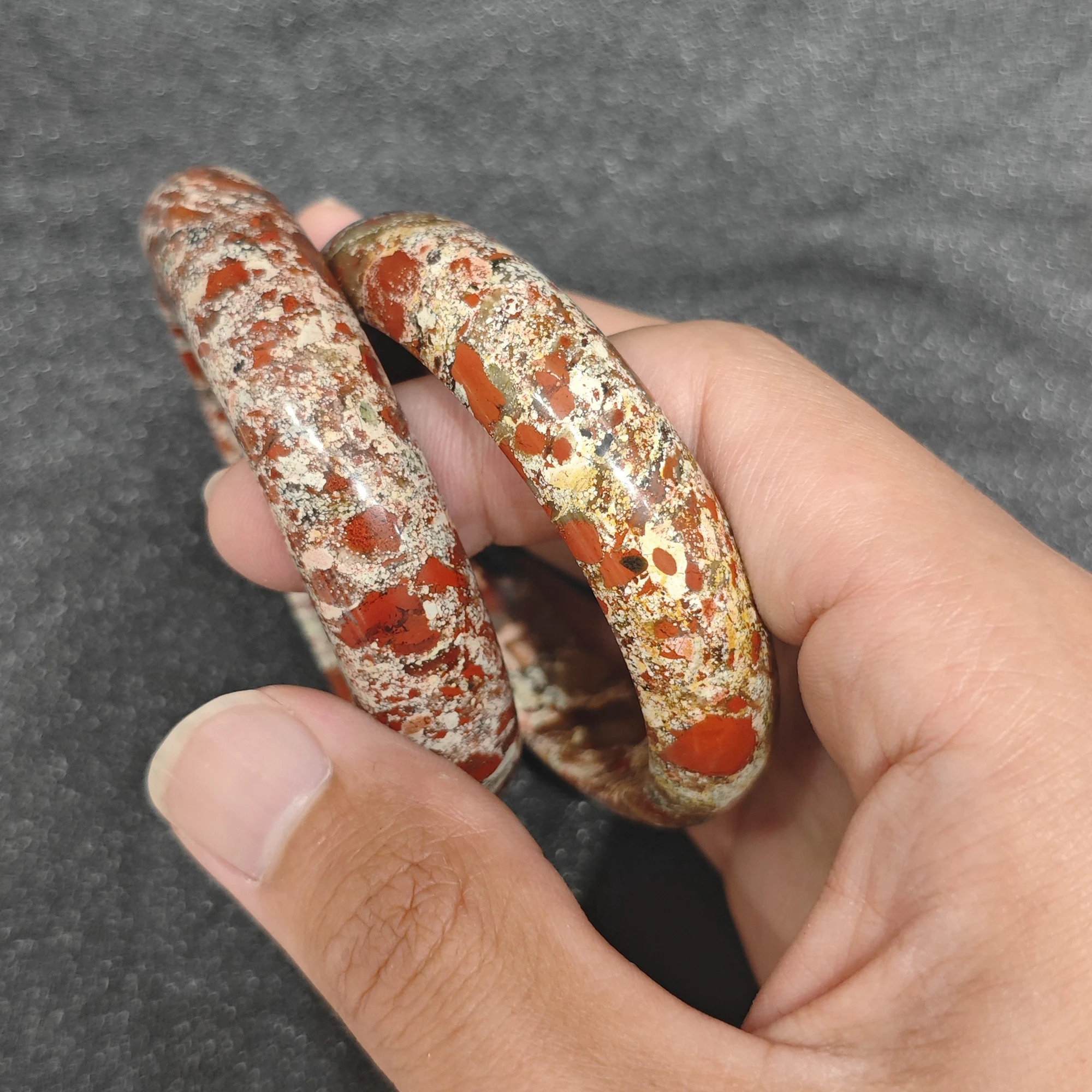 Natural Red Flower Jasper Bangle Bracelet Gemstone Smooth Bangle Red Brecciated Crystal Jewelry Present Supply 1 Piece