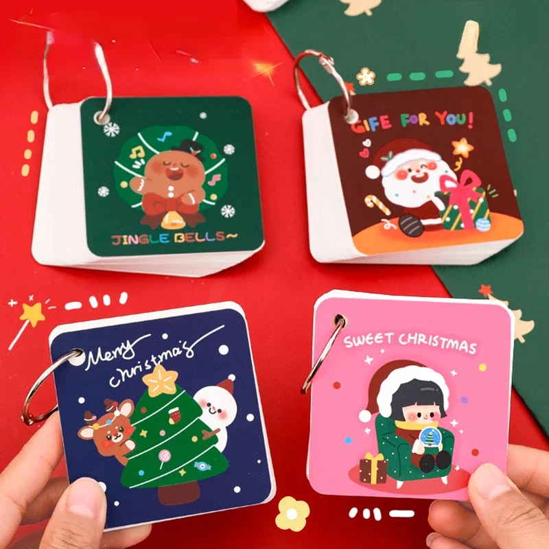 Wholesale Cartoon Memo Pad Christmas Iron Circle Student Christmas Gift Mini Pocket Hand Ledger Memo Loose Page Notebook