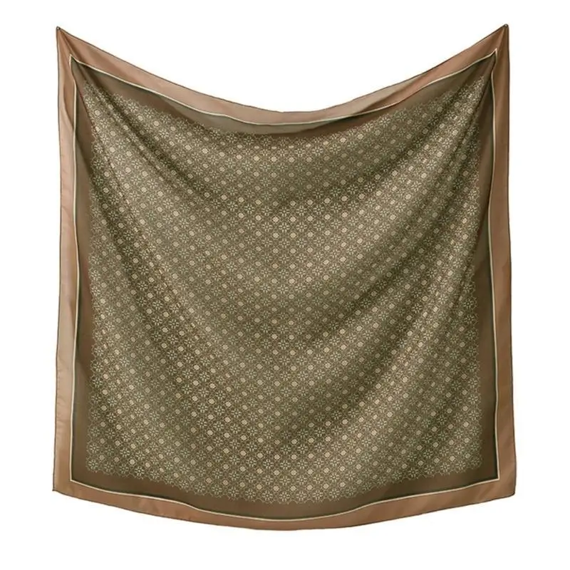 

P9FE Polyester Square Neck Scarf Large Neckerchief with Vibrant Print and Unique Hemming for Fashionable Everyday Wear
