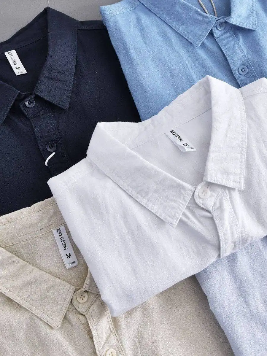 

White Japanese Sle Casual Long Sve Cotton Linen irt Men's Fre Breeze Breathable Loose Linen Material irt