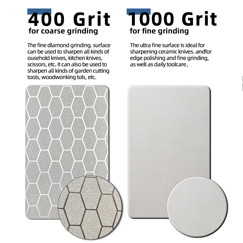 Pierres à Aiguiser Diamantées 400/1000/3000 Grit - Plaques Diamantées Pour Couteaux Et Outils De Cuisine