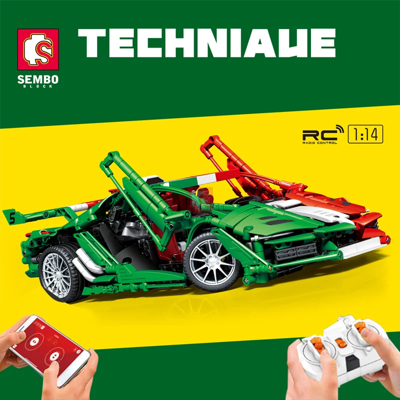 

SEMBO 1316PCS RC Car Remote Control Racing Car Building Blocks Hyper Car Supercar Sports Car Bricks Children Boys Gifts Toys