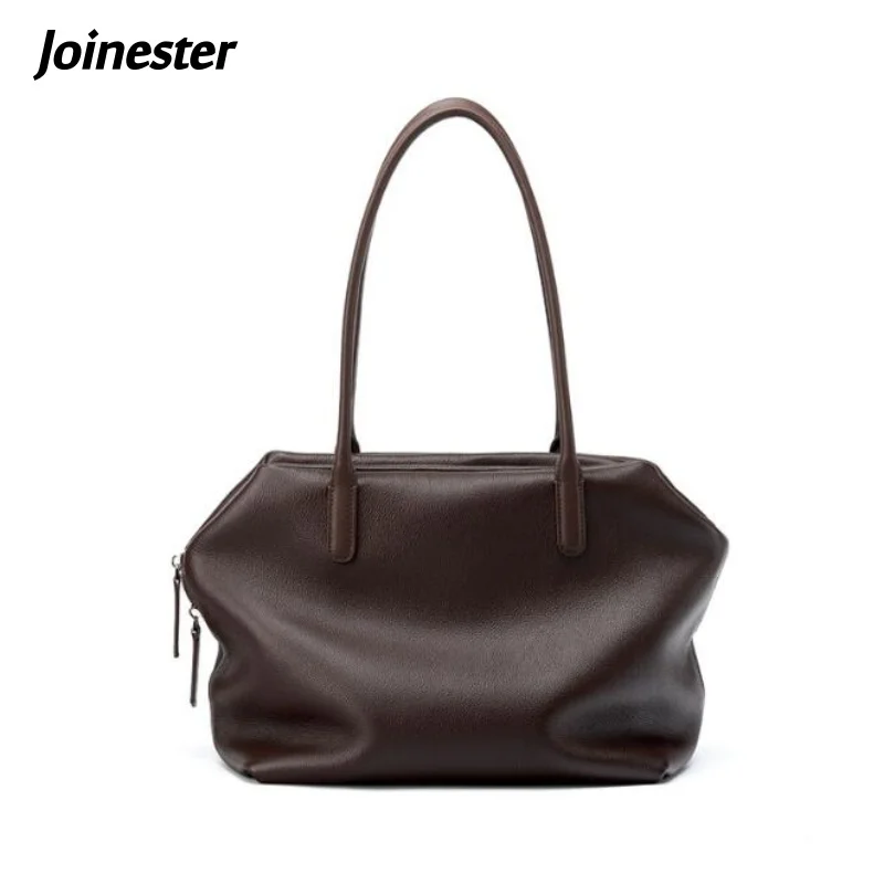 

Women Genuine Leather Pure Color Leisure Shoulder Bag Large Capacity Versatile Fashion Tote Functional Commuting Bags for Girls
