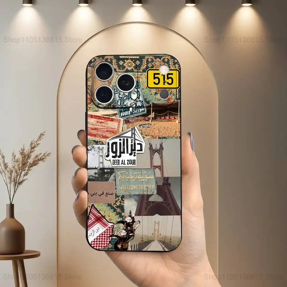 حافظة 515 Map Deir ez-Zor سوريا لهاتف iPhone 17,16,15,14,13,12,11 Air,Plus,Pro Max,XS,X,XR,SE,Mini,8,7,غطاء أسود من السيليكون الناعم #2