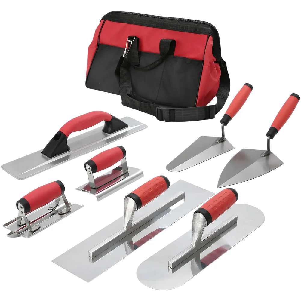 8 Piece For Magnesium Alloy Trowel Set For Plastering Drywall Finishing Masonry Tools With Non Slip Ergonomic Handle Black