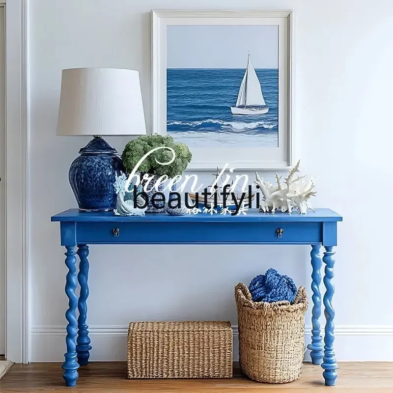 C45  French light luxury entrance table/American retro solid wood desk/study writing table computer table decorative cabinet
