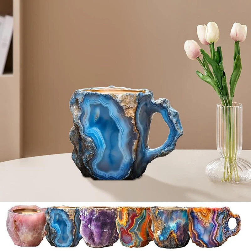 New Multi-Colored Mineral Crystal Coffee Mug,Colorful Crystal Christmas Mugs,Elegant Luxury Mineral Colored Crystal Mug