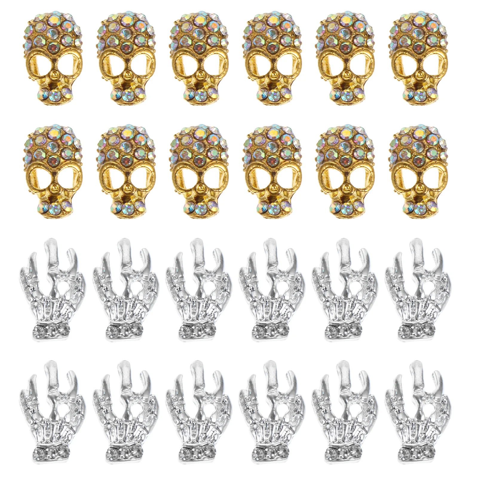 40 Uds. De dijes para uñas con cabeza de calavera y diamantes de imitación, decoración artesanal para uñas, pegatinas para manicura