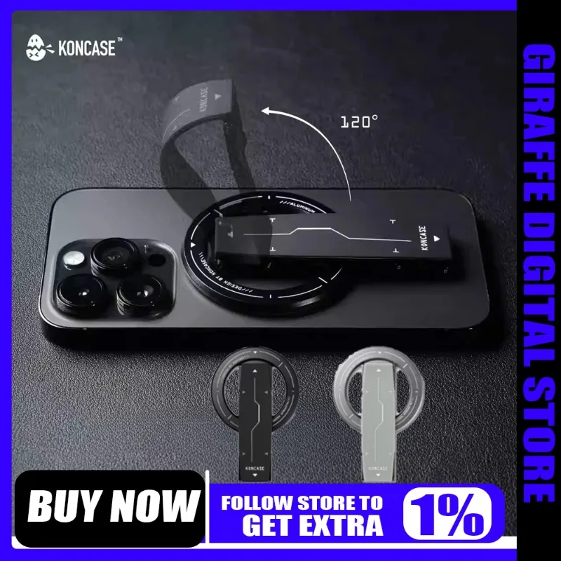 

Магнитная подставка для телефона KONCASE 2 в 1 MagSafe 360 ° Ультратонкий многофункциональный съемный складной кронштейн из сплава, аксессуар для телефона