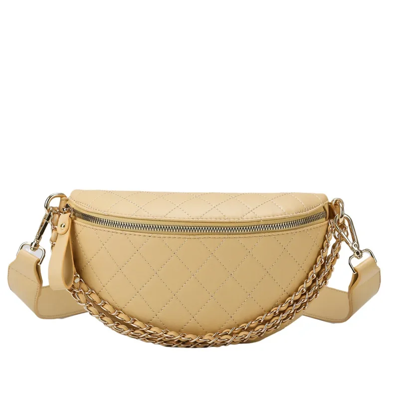 Bolso cruzado de pecho con correa de hombro ancha con cadena de cremallera para mujer, bolsos cruzados diagonales, bolsos de cintura pequeños casuales de moda Ins