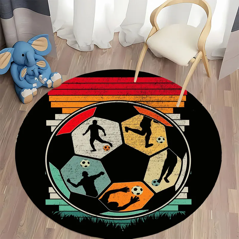 

Круглый ковер с винтажным футбольным рисунком для спортивных комнат, круглый ковер для дома, дивана, спальни, подарок