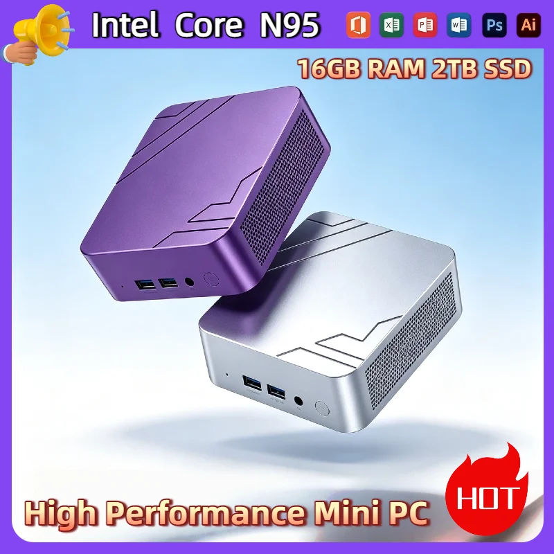 Mini PC Intel Core N95 16GB RAM 2TB NVMe SSD Triple 4K Display WiFi6 High Performance Office Home Small Computer Pro Max