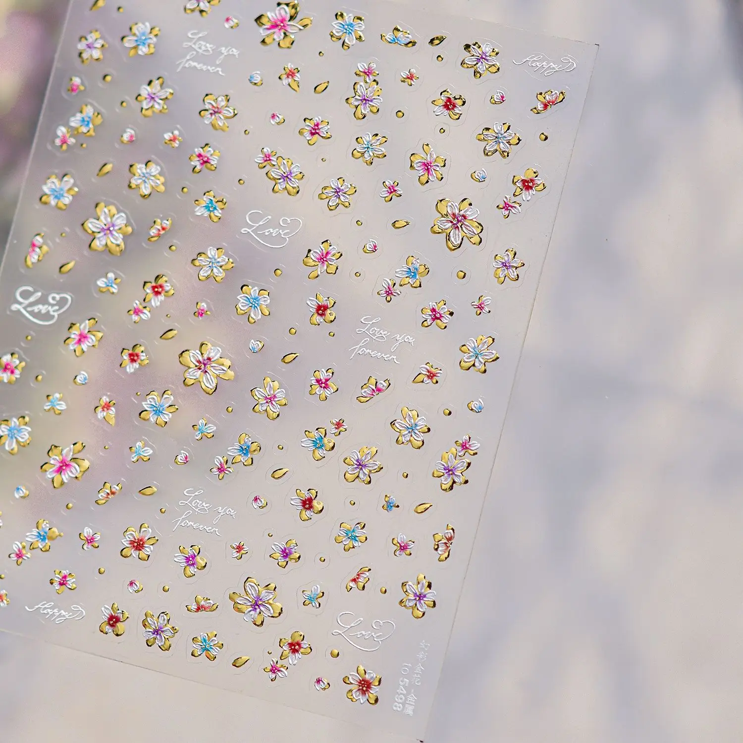 Metal Nail Stickers Colorful Golden Flower Nail 3D Decoration Stickers Retro Luxury Flowers Charming Nail Art Accessories Decals