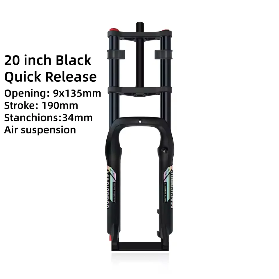 MAGICBROS 20"/26" *4.0 Dual Schouder Luchtvork voor Strand Sneeuwfiets Elektrische fietsen Dubbele Kroon Vork QR/Thru-As Reizen 190MM