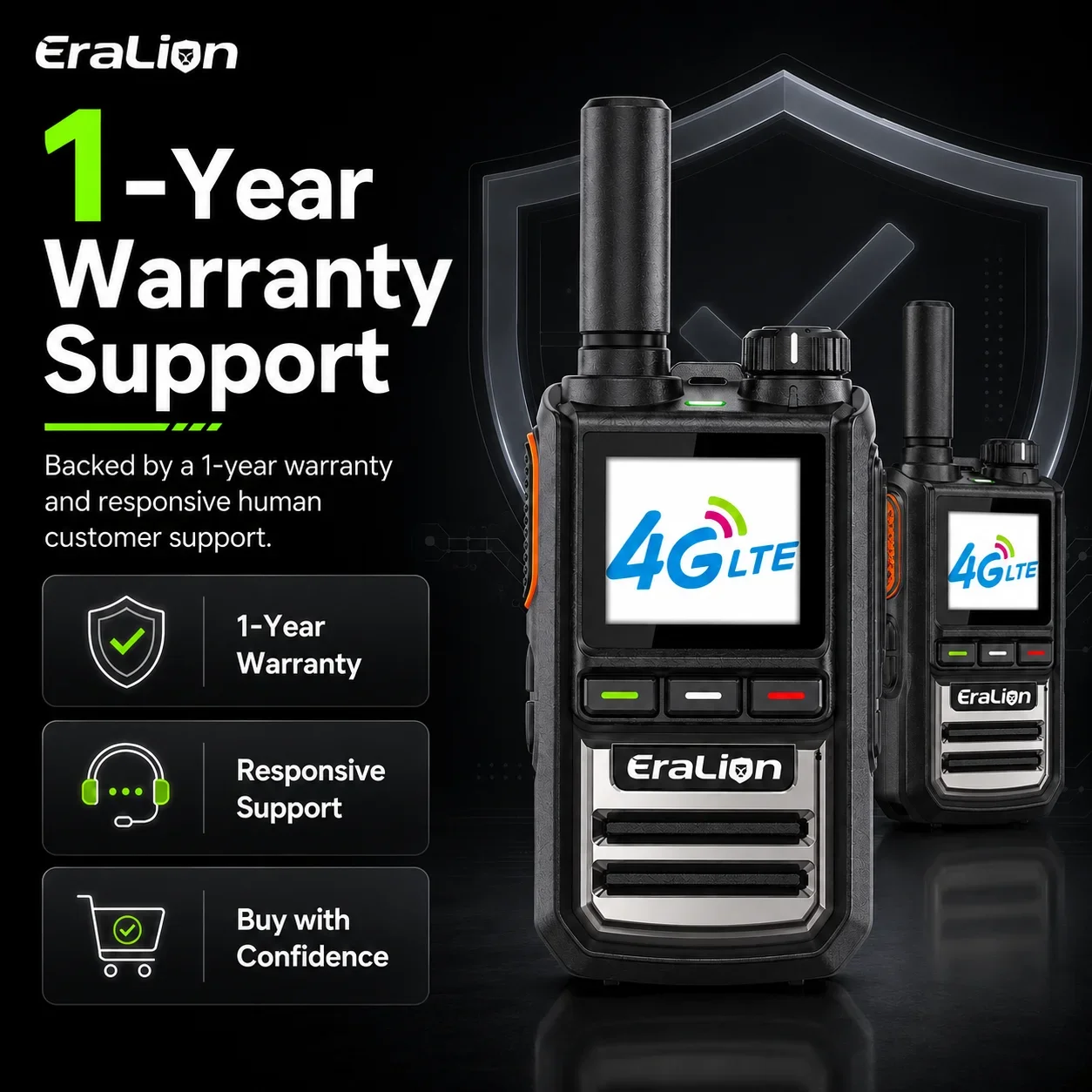 4G LTE PoC Walkie Talkie, Nationwide Push-to-Talk Two Way Radio for Business Teams, Rechargeable Network Radio with SIM Card, Id