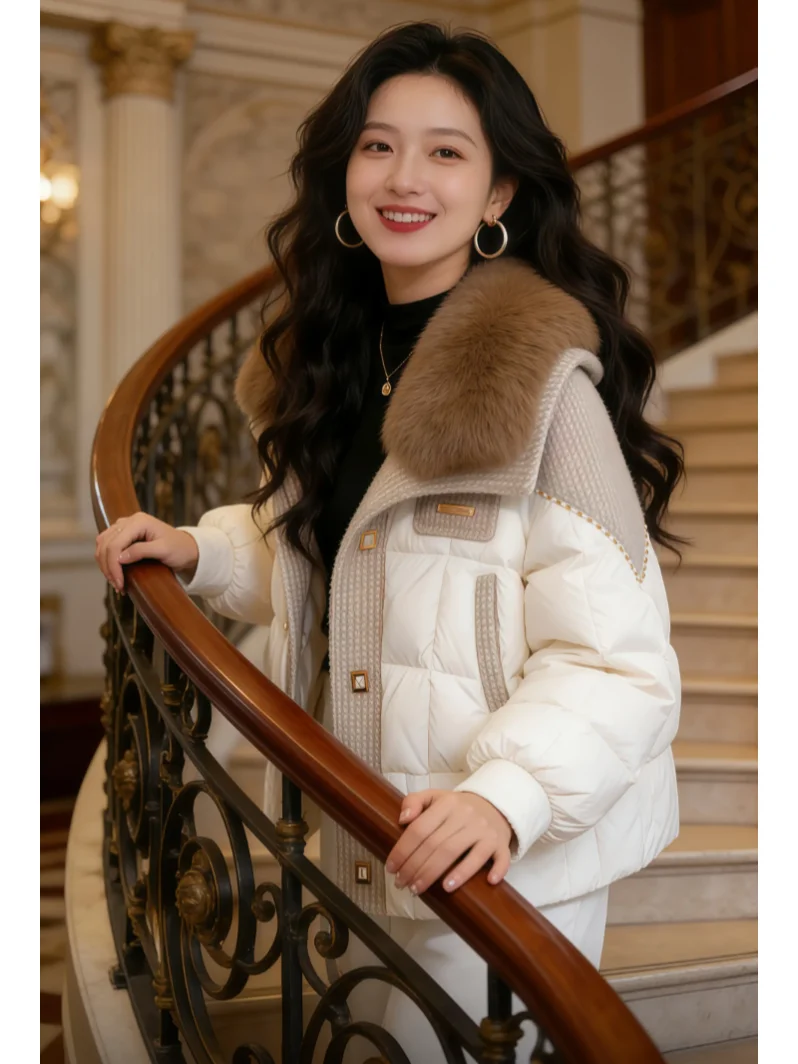 

Утепленная зимняя хлопковая куртка Sweet Ele для женщин: теплая, не объемная, для свиданий и повседневной носки, в корейском стиле, свободного кроя, короткое пальто, верхняя одежда