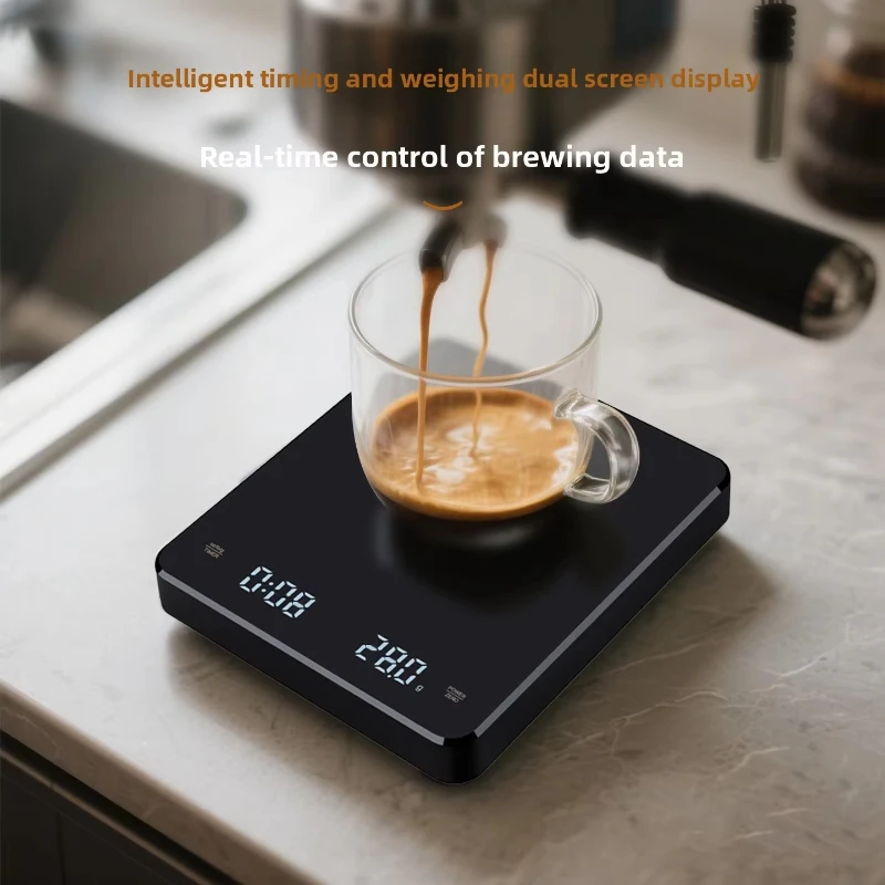 

The new rechargeable coffee scale, fast charging timing, home smart kitchen electronic scale is accurate