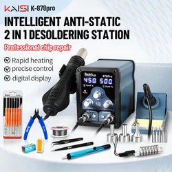Kaisi 878Pro 700W Soldering Station 2 in 1 Hot Air Gun Solder Station Sleep Mode Electronics Soldering Iron Tools SMD BGA Rework