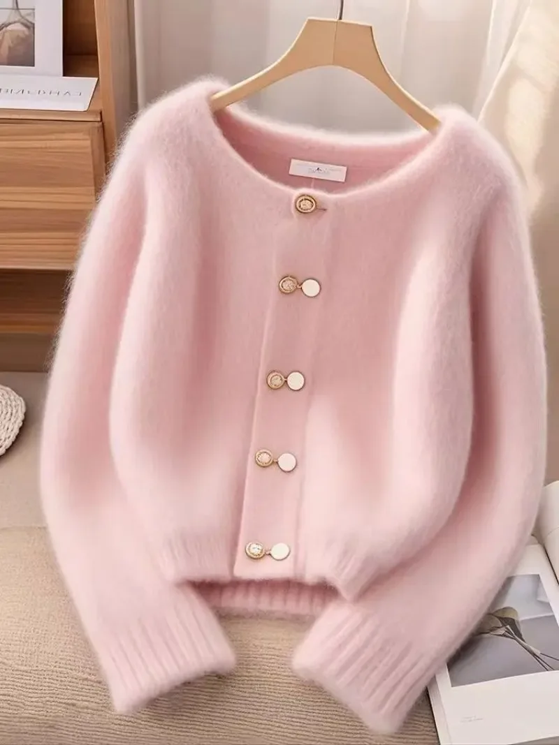 

Autumn Winter New 2025 Korean Sweater Cardigan Women Long Sleeve Casual White Loose Knitwear Ladies Sweater Jacket Female Top