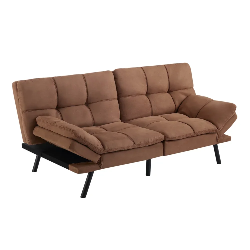 Футон из пены с эффектом памяти, ткань из искусственной замши верблюжьего цвета, диваны для гостиной, прочный и прочный, 72,00 х 34,00 х 32,00 дюймов Футон из пены с эффектом памяти, ткань из искусственной замши верблюжьего цвета, диваны для гостиной, прочный и прочный, 72,00 х 34,00 х 32,00 дюймов