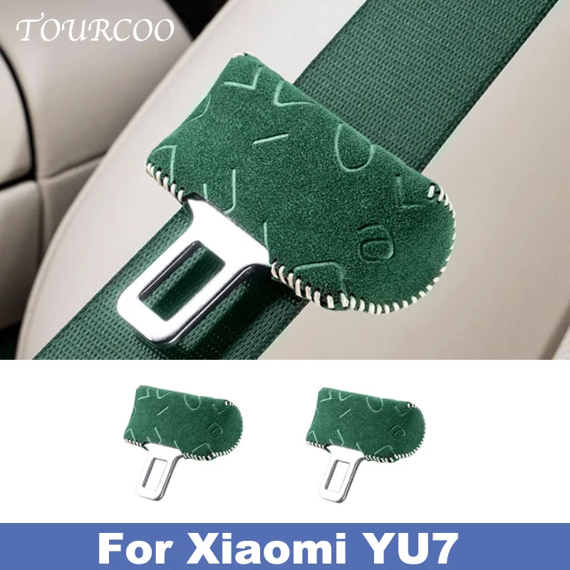 

For Xiaomi YU7 2025 2026 Front Back Row Seat Belt Crash Buckle Cover Suede Seat Belt Buckle Cover Alcantara Car Accessories