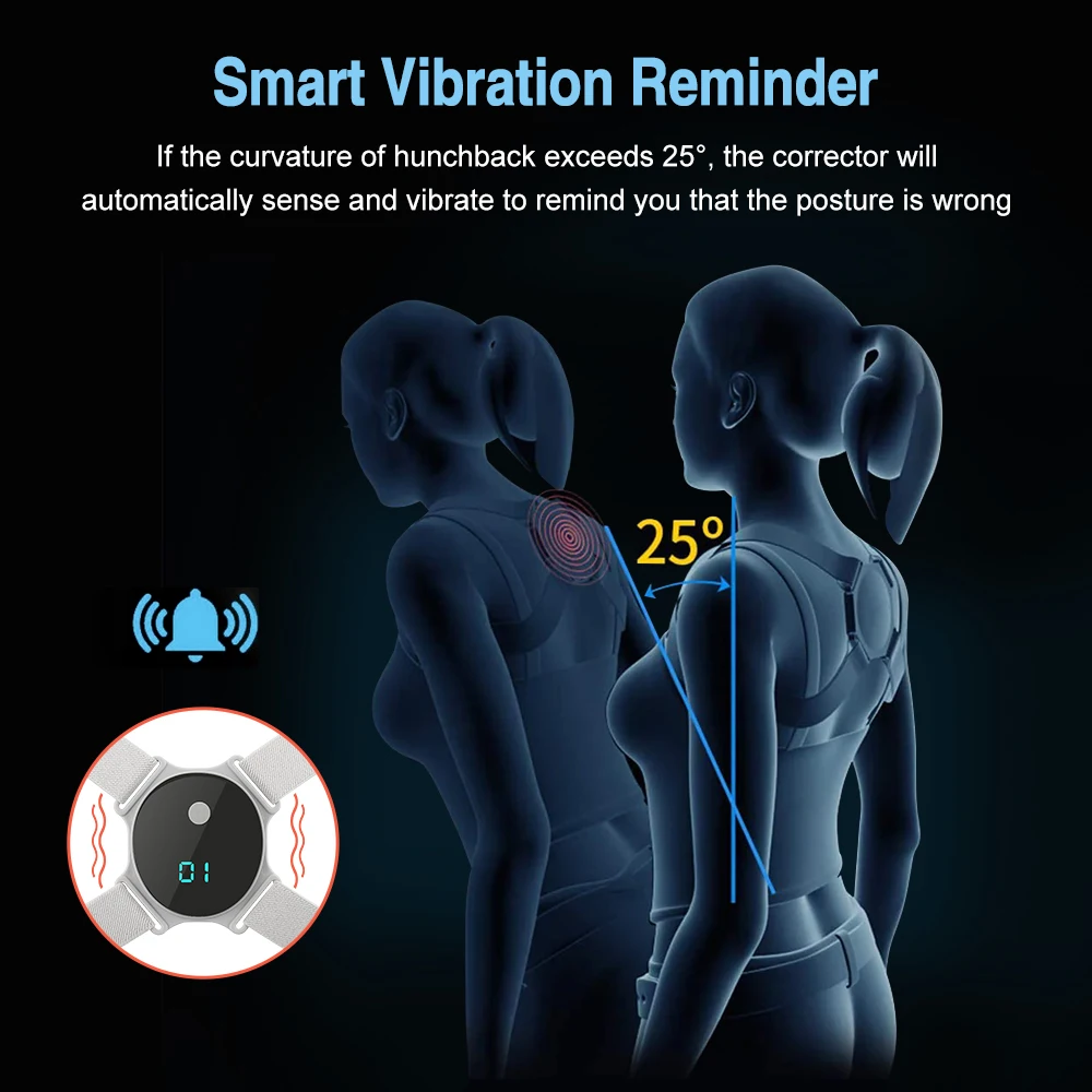 Smart LCD Correction Belt Orthosis Invisible Reminder Adult & Child Sitting Posture Hunchback Back Smart Posture Corrector