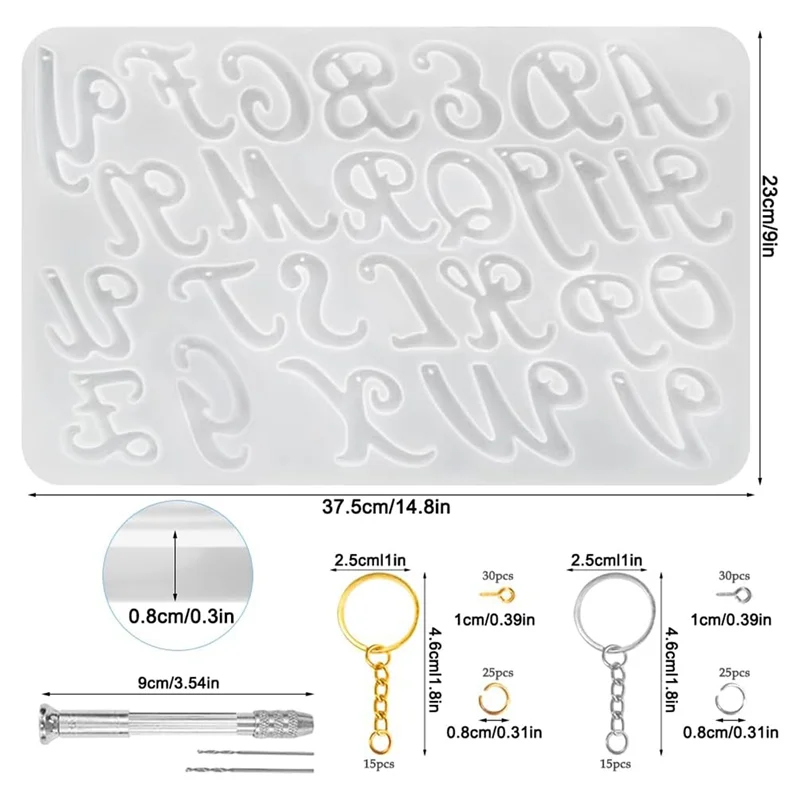 

ABXD форма для больших букв, смола для эпоксидной смолы и аксессуары с отверстиями для изготовления брелоков