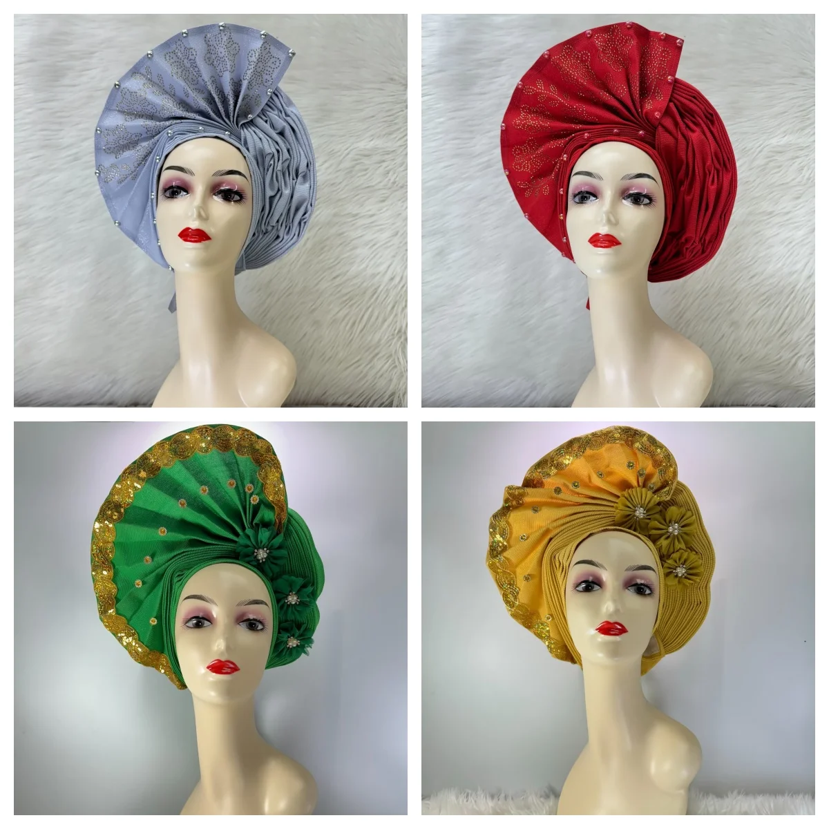 

Новейшая шляпа, капот, хиджаб, Turbante Mujer, повязка на голову со стразами, авто головной убор, уже сделано Gele, нигерийская африканская повязка на голову Sego, 1 компл.