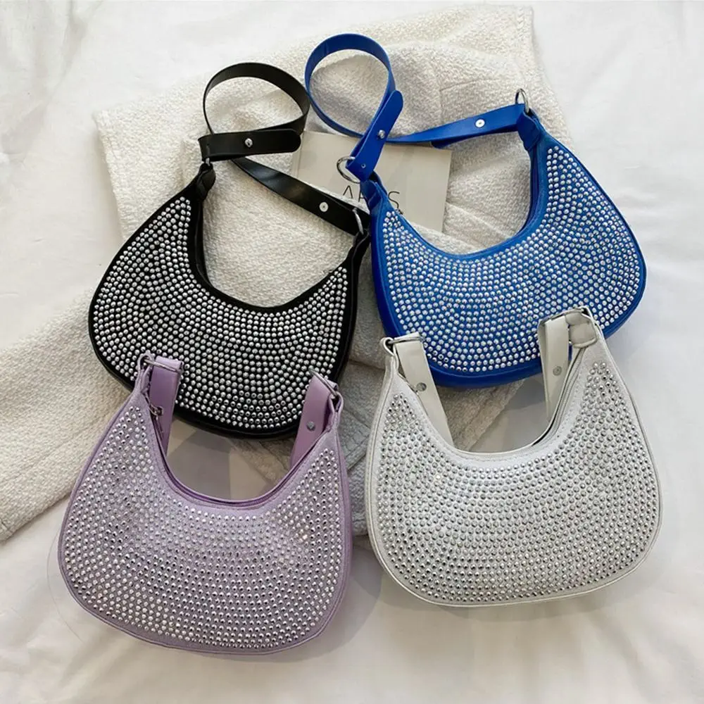 Fashion Crystal Glitter Bag Rhinestone Underarm Bag Party Women Handbag Clutch Bag Sequins Tote Bag Shoulder Bag