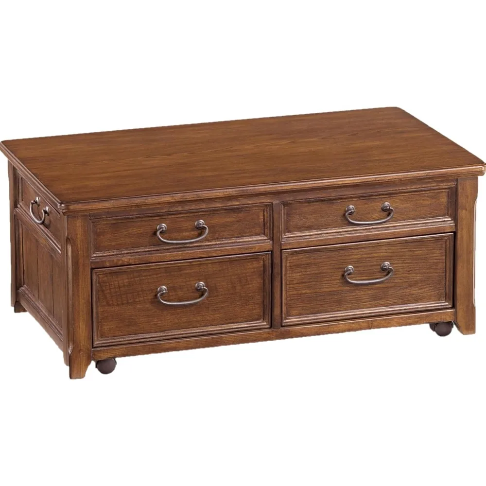 

Woodboro Traditional Rectangular Lift Top Coffee Table with 4 Drawers and Casters For Movement