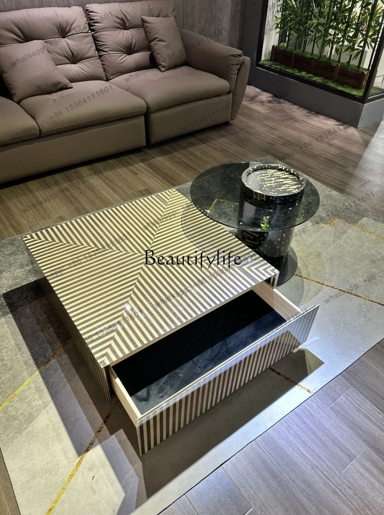 طاولة القهوة الإيطالية الحد الأدنى الجديدة الخفيفة طاولة الشاي الفاخرة غرفة المعيشة طاولة المنزل مكتب #2