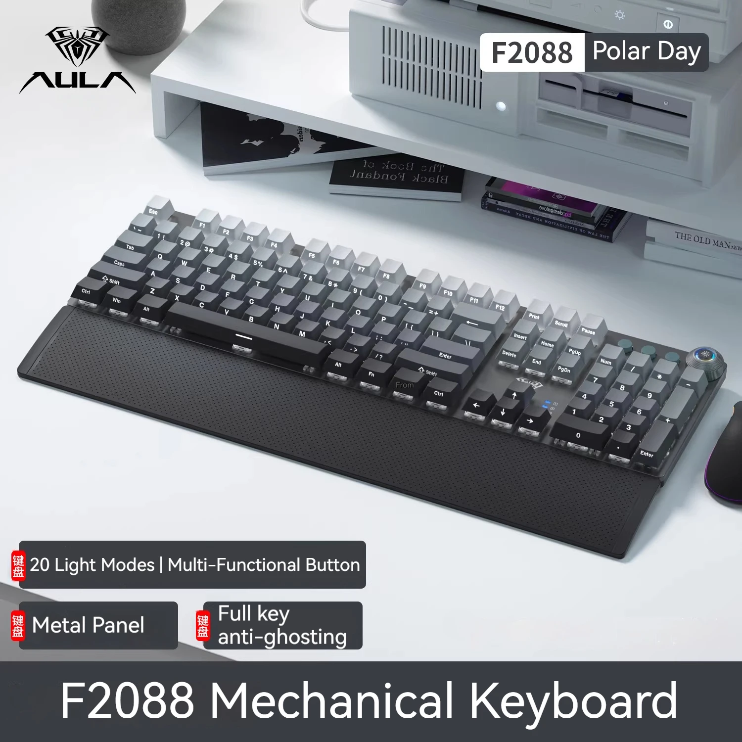 

AULA F2088 Mechanical Keyboard Backlight Wired 104Keys 100%layout Custom Full Key No Punch for E-Sport Gaming Keyboard
