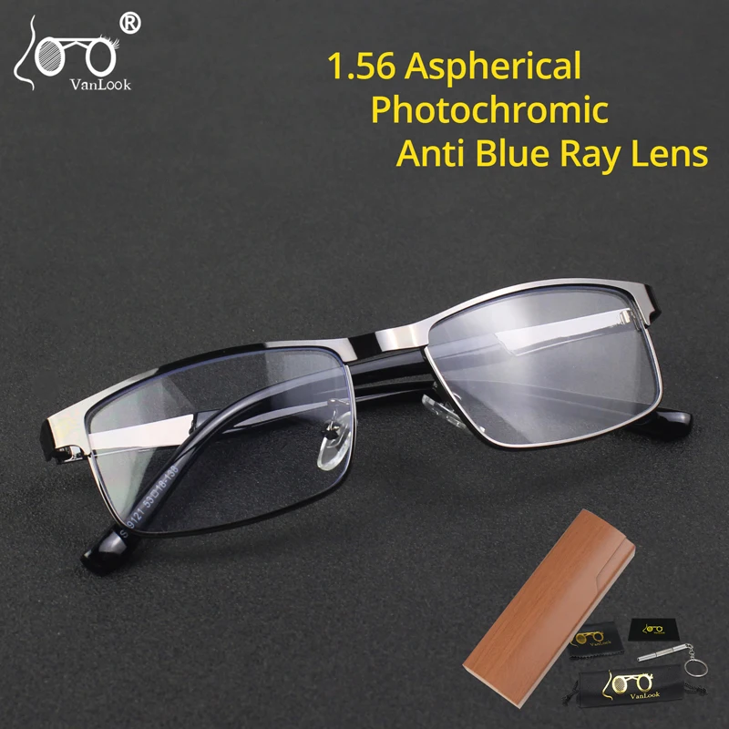 

Photochromic Sunglasses Myopia Men Women Blue Light Blocking Prescription Glasses Clear Lens Chameleon -0.50-0.75-1.00-1.25-8.00