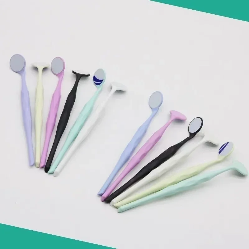 10pcs/Box Dental Double Sided Mouth Mirrors Autoclavable Surface Exam Reflectors With Handle Oral Tooth Whitening