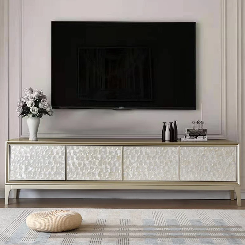 

American light luxury shell TV cabinet living room storage seven chest cabinet simple modern storage coffee table combination de