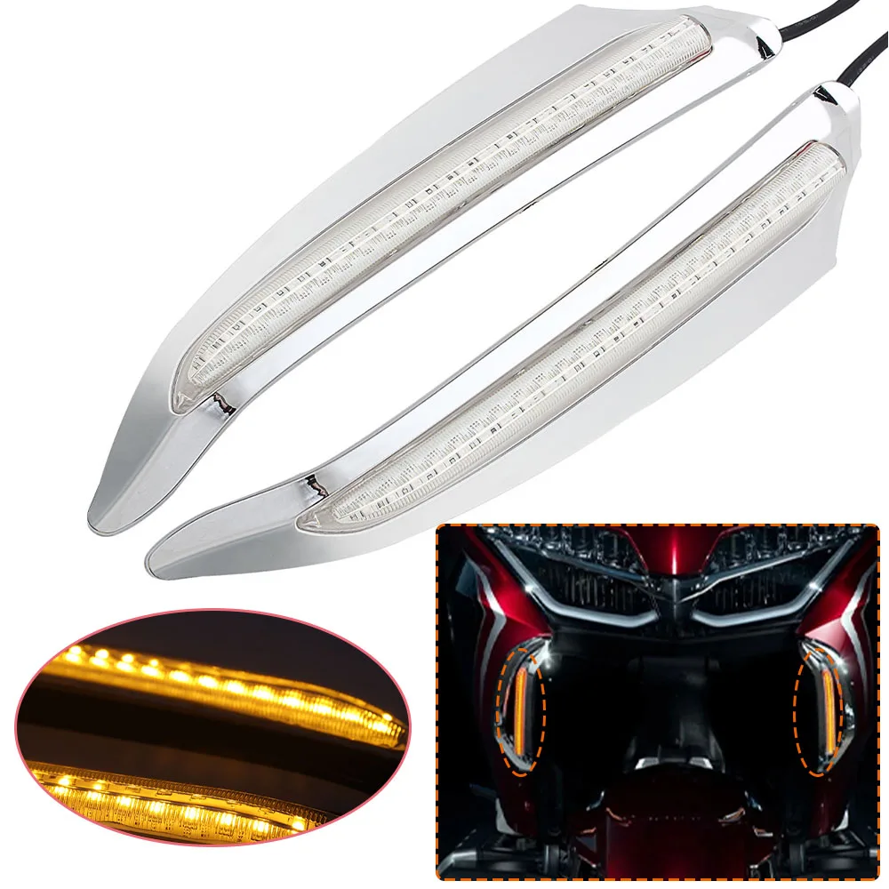 

Motorcycle Part Front Lighted Vent Trim LED Light Turn Signal Lamp Kit ABS Plastic For Honda Gold Wing Tour DCT Airbag 2018-up