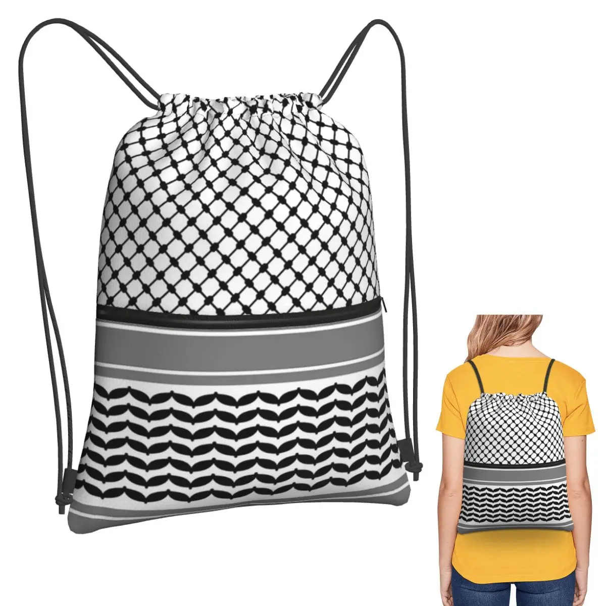 

Palestinian Keffiyeh Backpacks Multi-function Drawstring Bags Sports Bag Book Bags for Man Woman Students