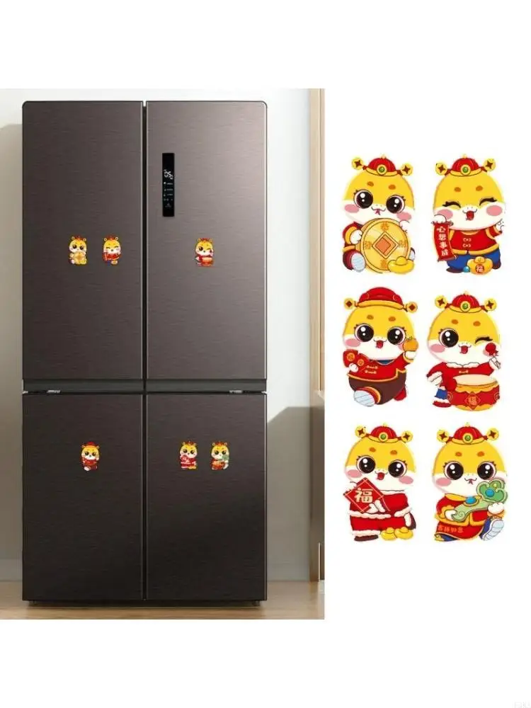   Celebrate 2025 Snake Years With 6Piece Refrigerator Magnets Set for Spring Festival Decoration