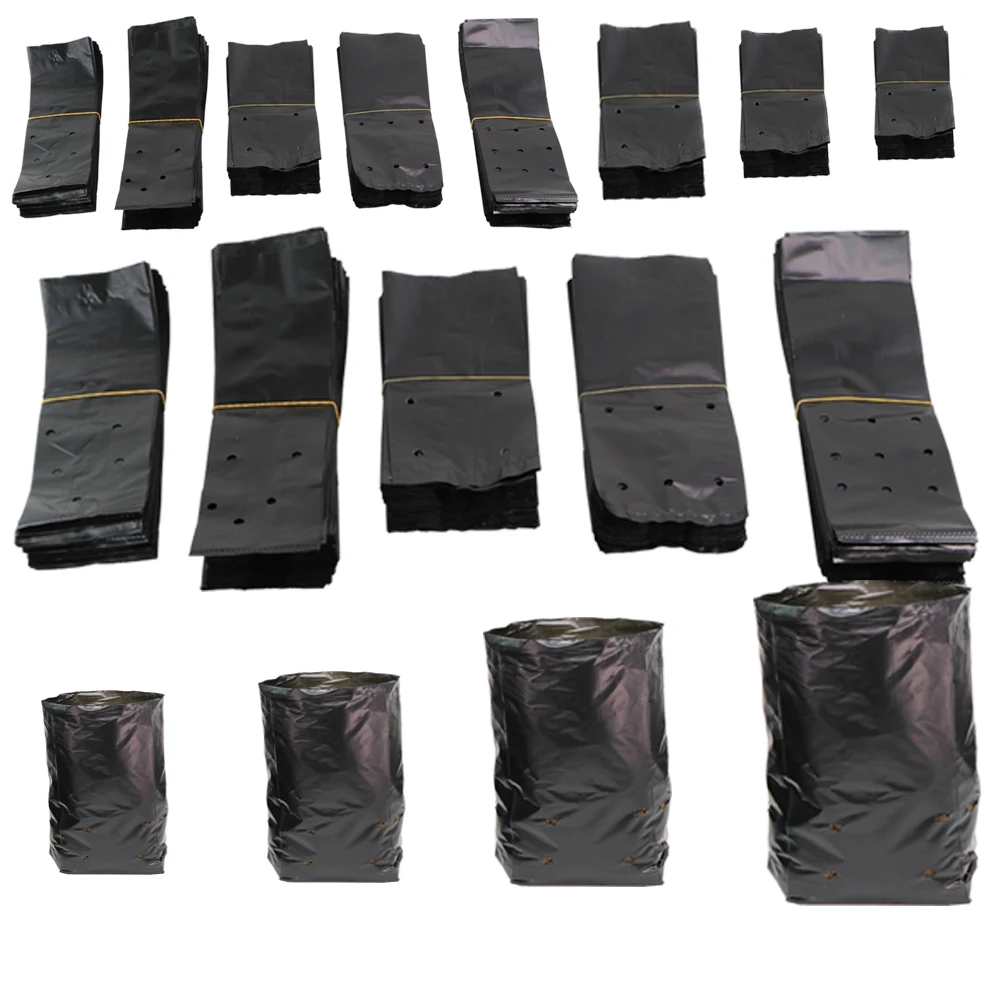 14 Sizes PE Plastic Planting Seedling Bag Black Growth Bags Garden Flowers Fruits And Vegetables Cultivation Transplantation 