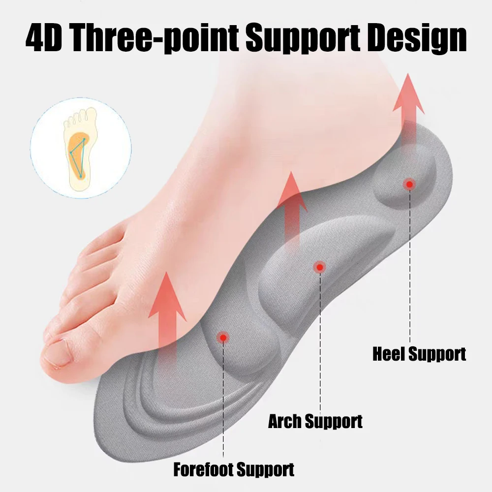 Plantar Fasciitis Arch Support Shoe Inserts for Sneakers Soft Memory Foam Sport Insoles for Shoes Woman Man Foot Massage insole