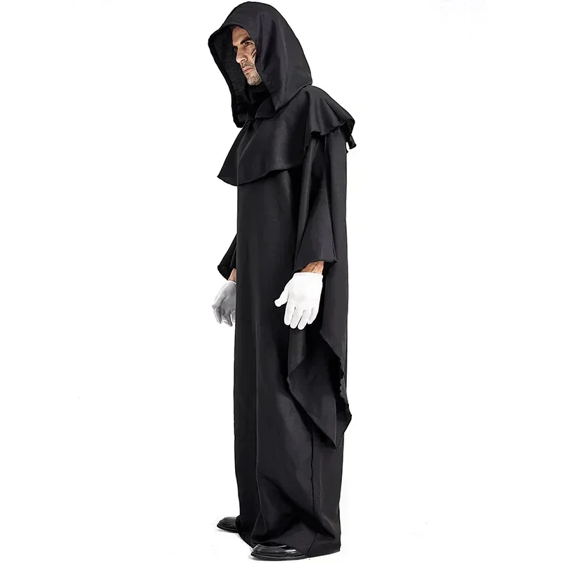 Adult Priest Robes Witch Wizard Costume Cloak Cape Devil Vampire Fancy Cosplay Halloween Clothing for Men