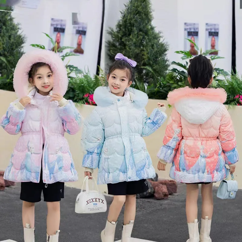 

Girls' winter coat thickened medium cotton-padded jacket foreign style little girl's down cotton-padded jacket Aisha Princess