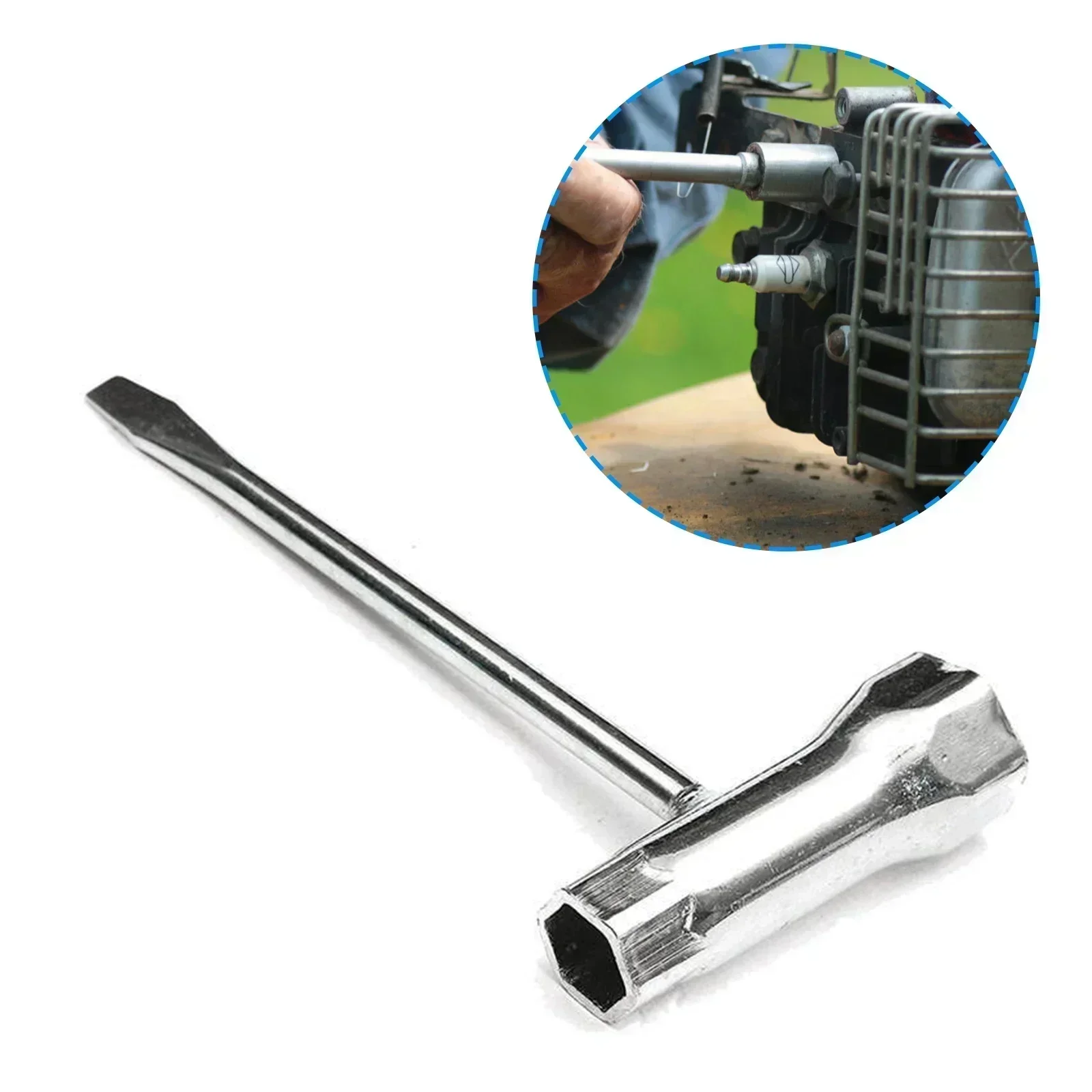 1pc Spark Plug Socket Wrench 13mm and 19mm Stainless Steel Wrench for Petrol Chainsaws and Brush Cutters Garden Machinery Wrench