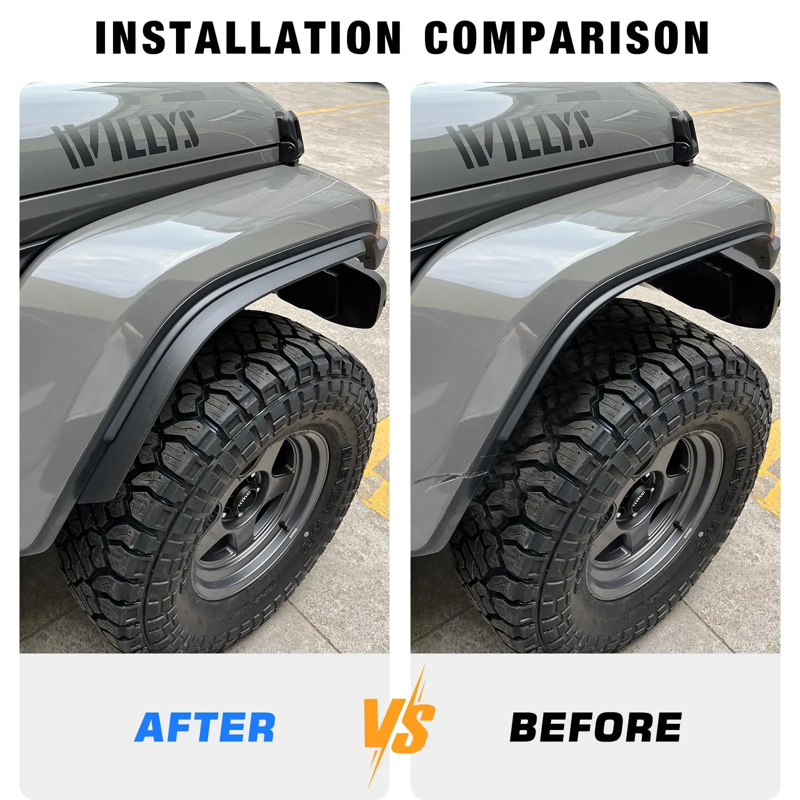 Front Rear Fender Liner Fender Trim Extension Protector for 2020-2023 Jeep Gladiator Sport & Willys Off Road Wheel Flares 4Pcs