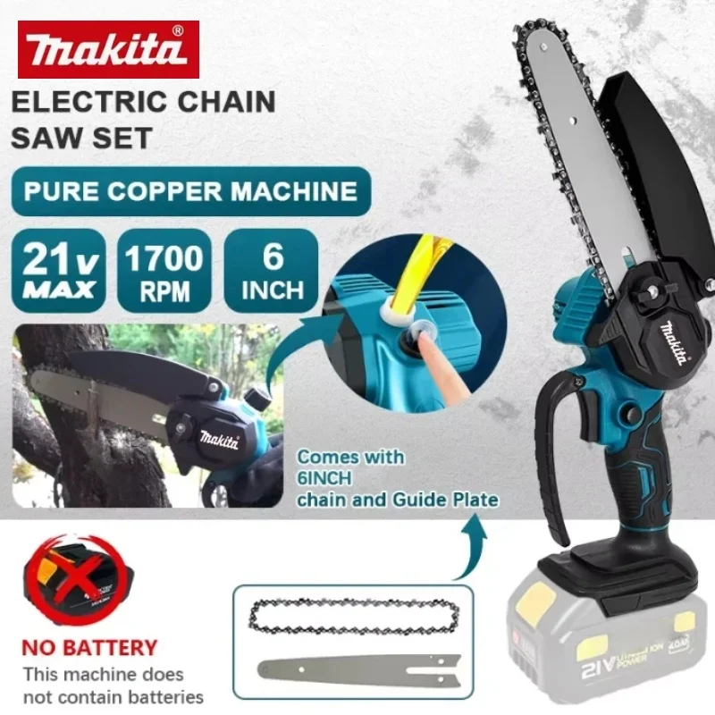 Makita 6 pouces scie à chaîne scie électrique tronçonneuse sans fil pour le travail du bois Portable bois tronçonneuse outils électriques