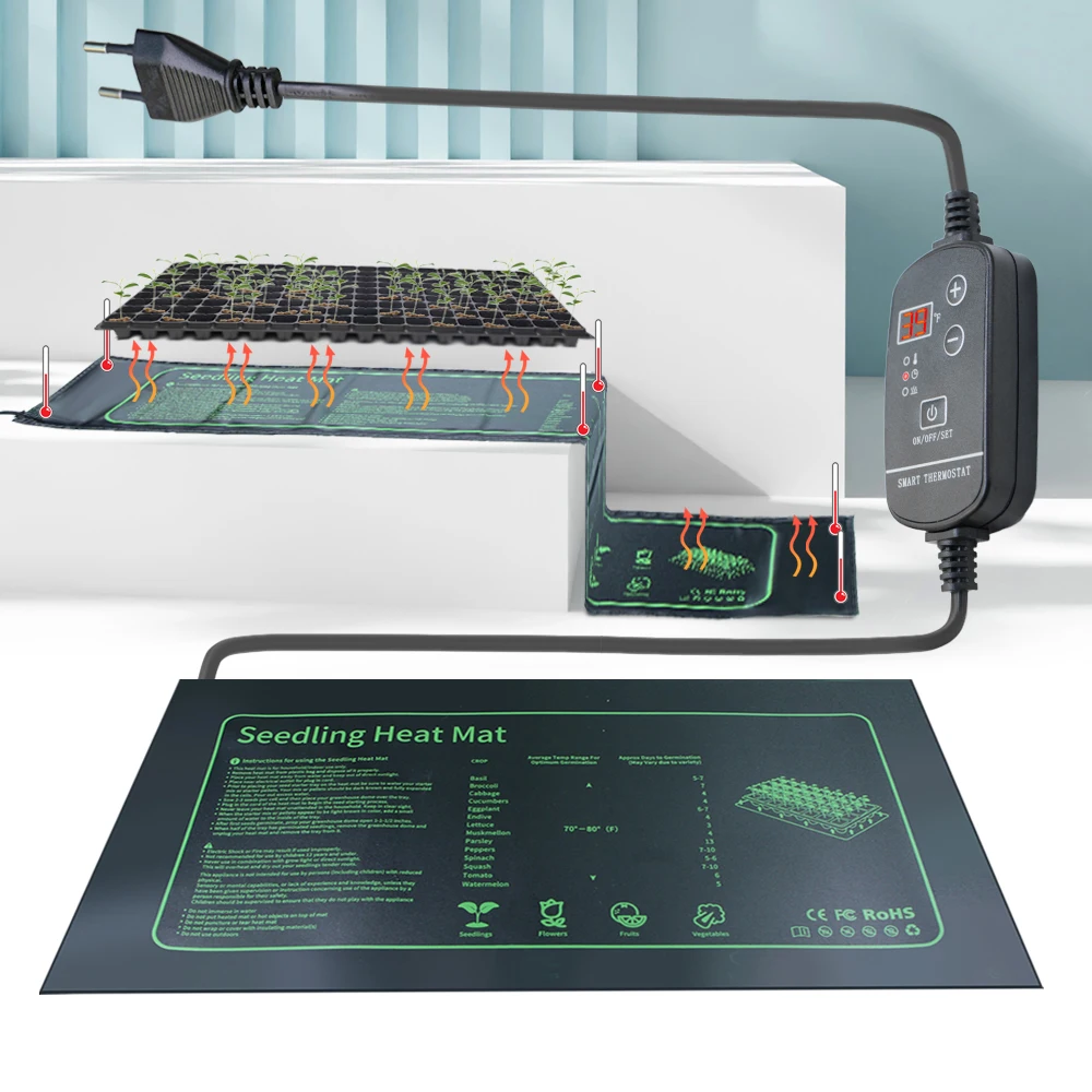 조절식 온도조절기 제어 모종 열 매트, 실내 식물 발아 방수 난방 패드, 전파 클론 스타터 매트 