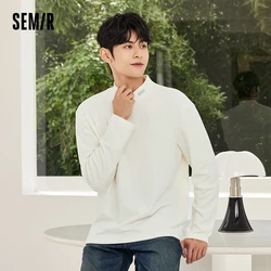 Semir Long-Sleeved T-Shirt Men 2023 Winter New Thermal Storage Inner Warm Half Turtleneck Bottoming Shirt Solid Color T-Shirt