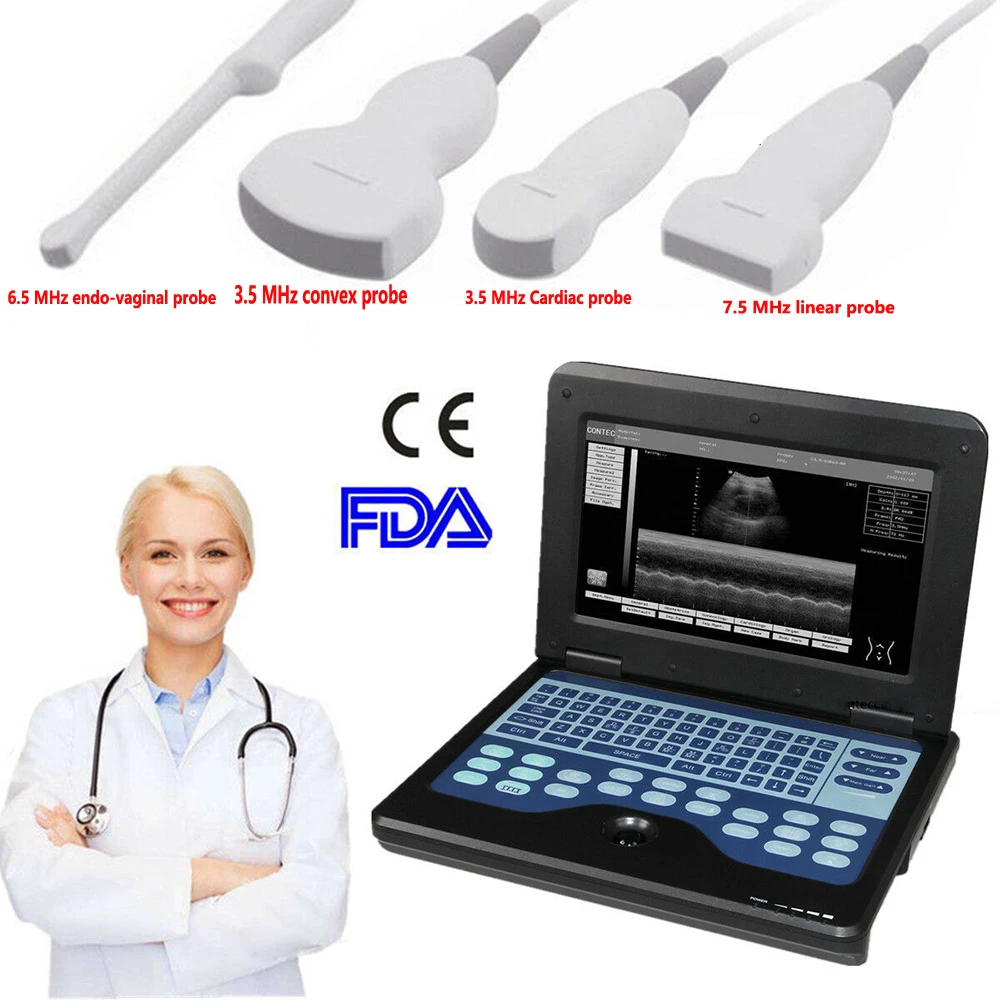 CMS600P2 CONTEC Portable Ultrasound Machine B Ultrasonic Systems Scanner Optional Convex Cardiac Endo-vaginal Linear Probe