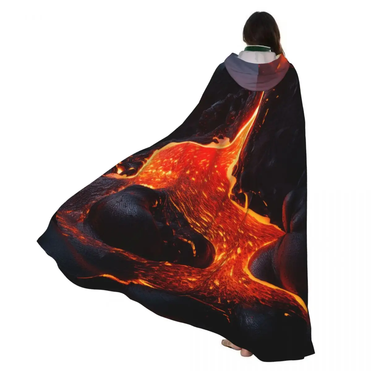

Плащ ведьмы Volcano Lava Captures The Molten Rock Хэллоуин Косплей Костюм Унисекс Плащ для взрослых Ретро Накидка в стиле ретро