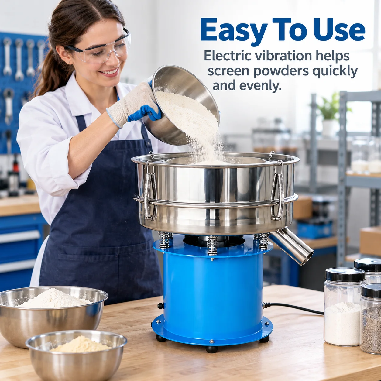 AOLIVIYA Electric Vibrating Sieve Powder Screening Machine 40CM 1 To 200 Mesh Stainless Steel Shaker Sifter Separator